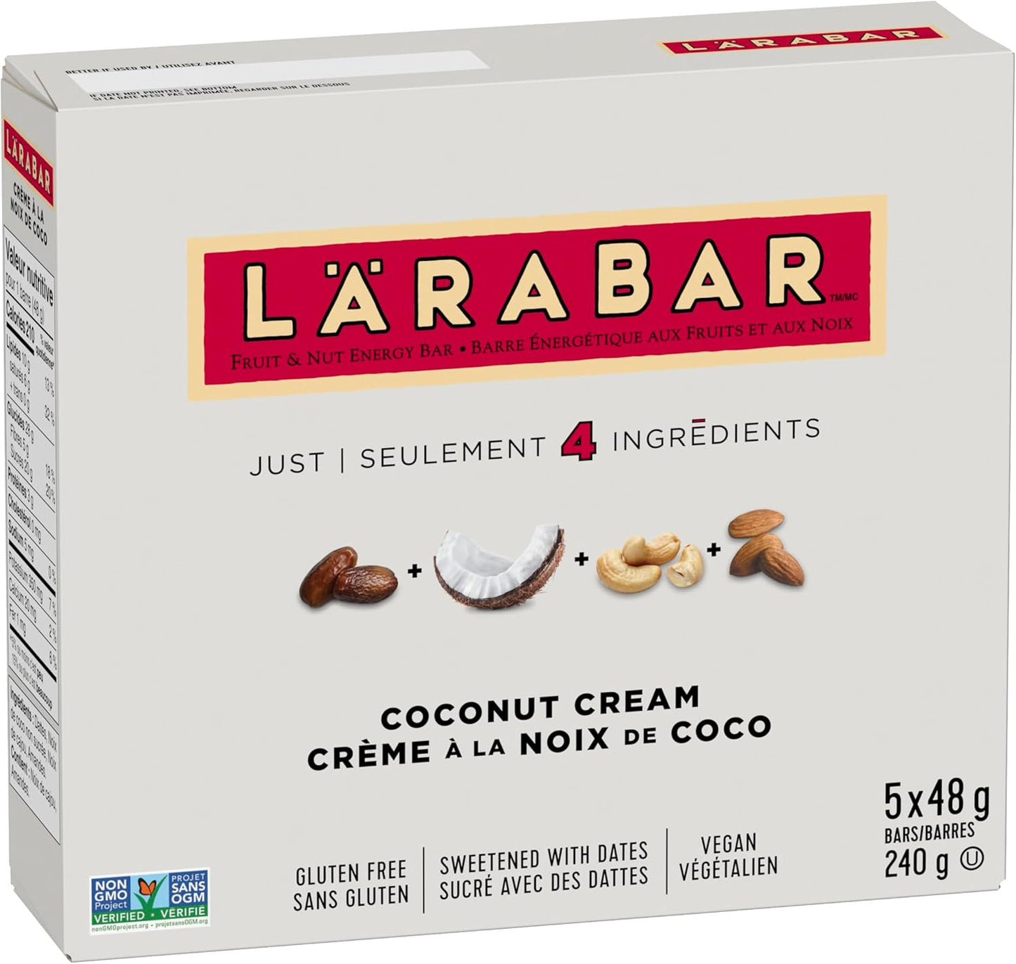 LÄRABAR 椰奶水果坚果能量棒，5条装，无麸质，纯素，零食棒