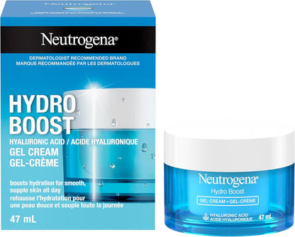 Neutrogena Hydro Boost Gel Cream Face Moisturizer - Oil-Free Facial Cream with Hyaluronic Acid for Dry Skin - Lightweight, Non-Comedogenic Daily Hydrating Formula, 47mL