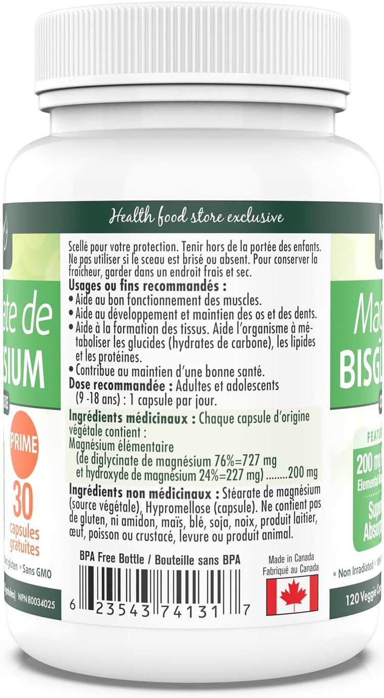 Naka 雙甘氨酸鎂複合物，200 毫克純元素鎂，吸收率高，純素（90+30 粒免費素食膠囊）