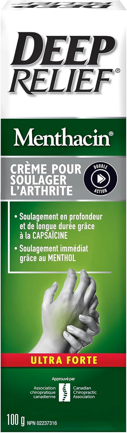 Deep Relief Menthacin 超强效双效关节炎止痛膏，含辣椒素，100克