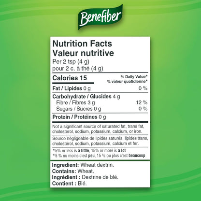 Benefiber 益生元膳食纖維粉，無味，無糖，每日纖維 - 62 份（248 克）