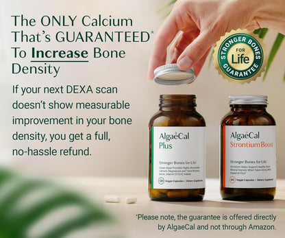 AlgaeCal - Bone Builder Pack for Bone Density, Clinically Supported Plant Based Calcium & Strontium Supplement with Vitamin D3, K2, Magnesium & Trace Minerals for Bone Health, 3 pack, Made in Canada
