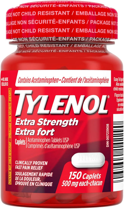 Tylenol Extra Strength For Pain Relief, Headache Relief, and Reducing Fever, 500 mg Acetaminophen 150 Caplets