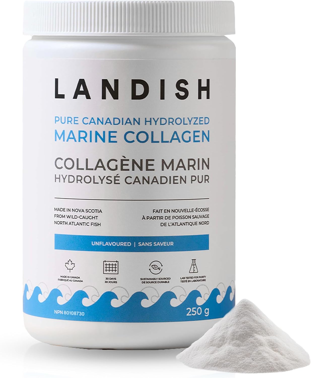 Landish 純加拿大海洋膠原蛋白肽粉 - 全身性益處和關節支持，適用於女性和男性 - 水解、無味、超純蛋白質補充劑 - 完全溶解，0 碳水化合物和糖 - 加拿大製造 - 2…