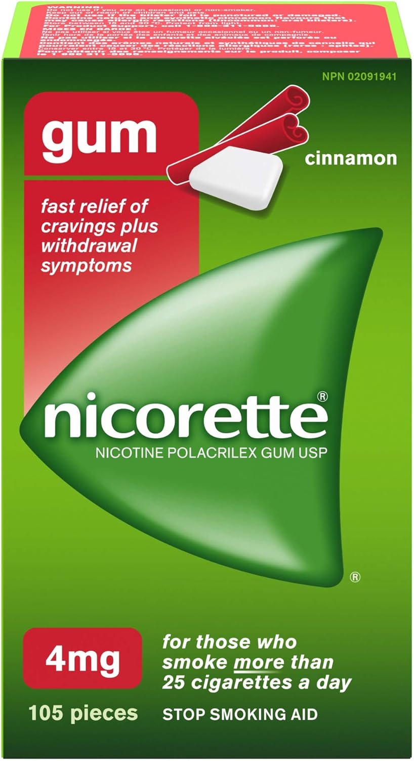 尼古丁口香糖，尼古丁 4 毫克，薄荷味，戒烟辅助剂和戒烟辅助剂，210 片装 & 尼古丁口香糖，戒烟辅助剂和戒烟辅助剂，肉桂味，4 毫克，105 片装