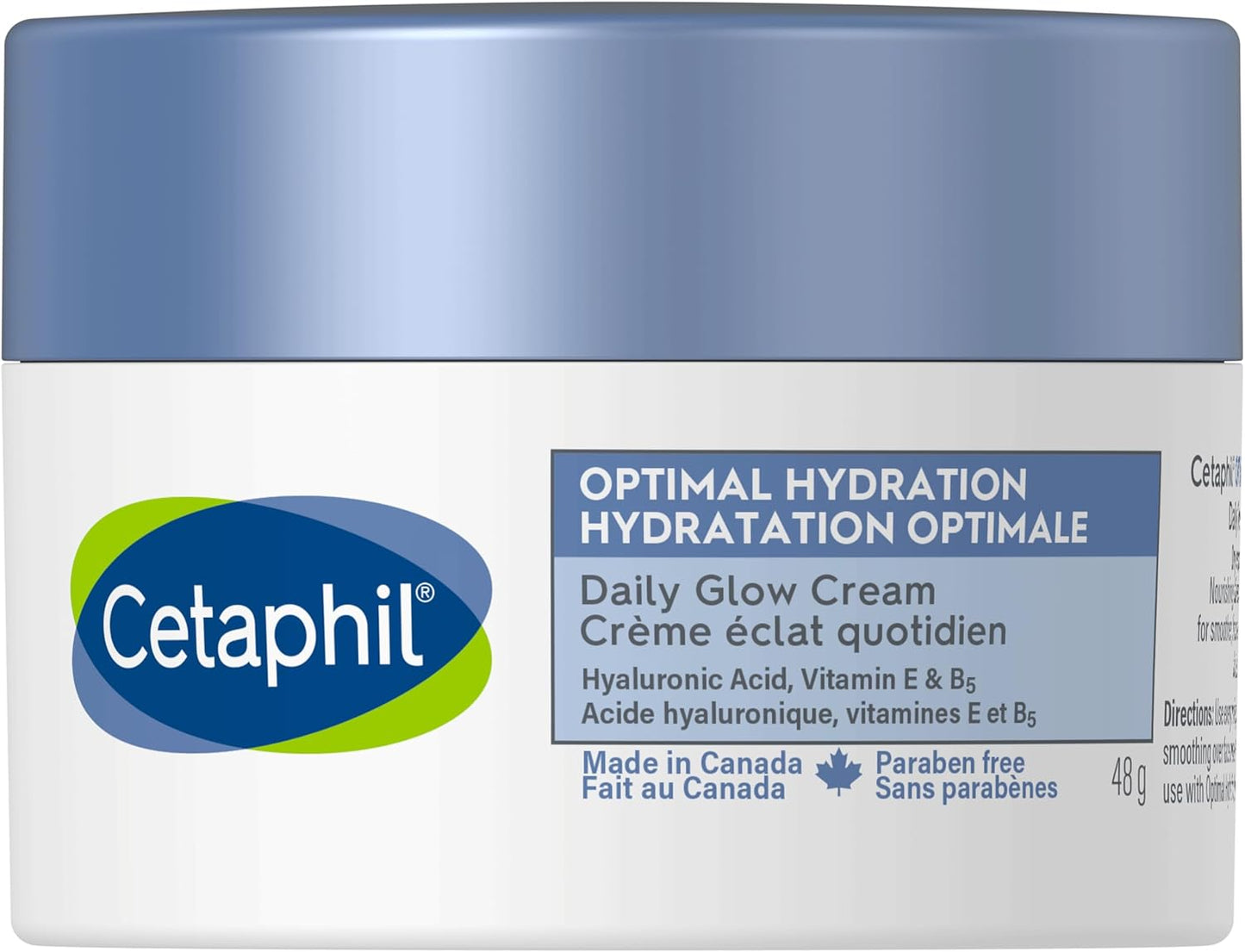 Cetaphil Optimal Hydration Daily Glow Cream for Sensitive, Dry and Dehydrated Skin – 48hr Hydration – with Hyaluronic Acid, Niacinamide, Vitamin E & Vitamin B5 – Dermatologist Recommended, 48g