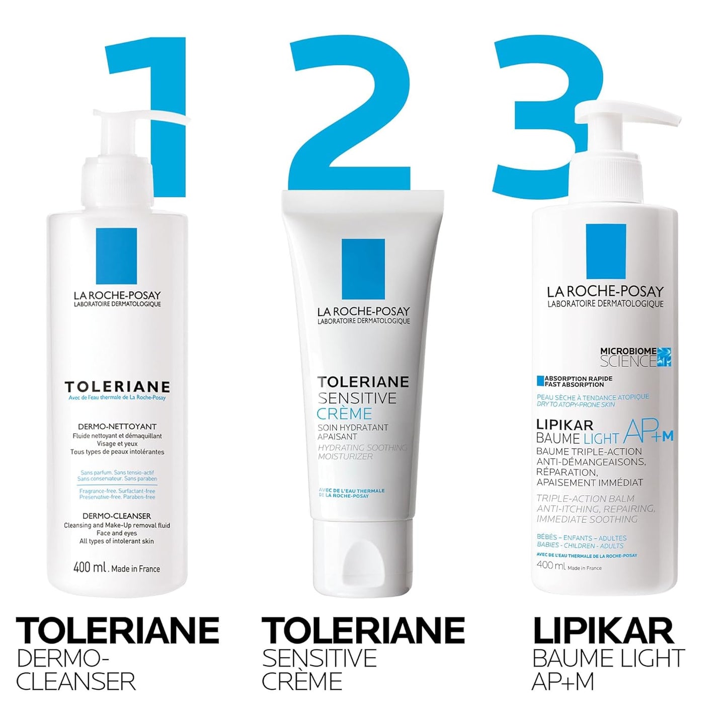 La Roche Posay Face Cream & Body Lotion BUNDLE, Toleriane Sensitive Cream & Lipikar Baume LIGHT AP+M, Hydration for Face & Body, Suitable for Sensitive, Dry to Very Dry Skin, Fragrance-Free