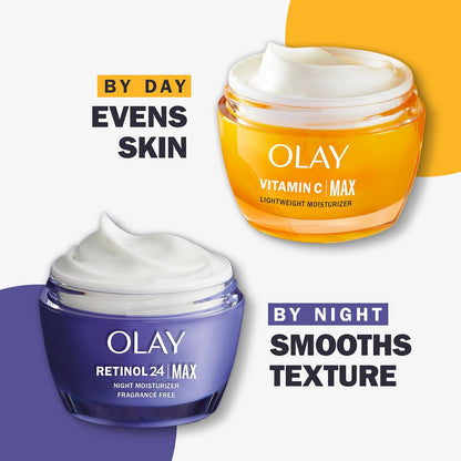 Olay Vitamin C MAX Face Moisturizer, Brightening Cream for Women, Hydrating, Evens Tone, Dark Spot & Hyperpigmentation Reduction, Glowing Skin Care - Niaciniamide, Peptides, 50 mL