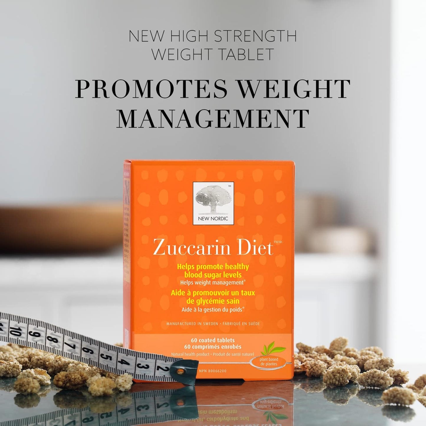 New Nordic Zuccarin Diet - Herbal Supplement to Support a Healthy Lifestyle - Contains White Mulberry Leaf Extract & Green Coffee Bean Extract - 60 Vegan Tablets