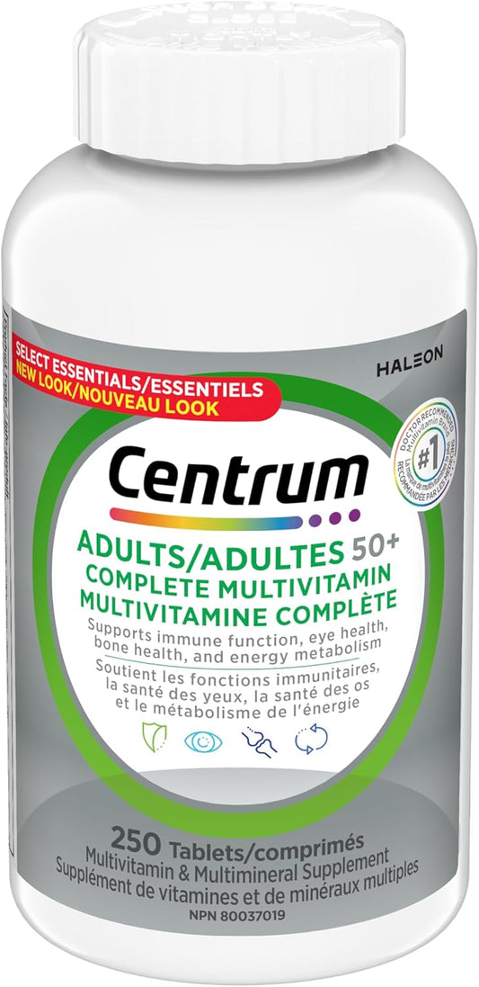 Centrum 成人精选必需多种维生素/矿物质补充剂，适合 50 岁以上男性和女性，250 片