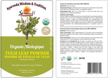 Sewanti Organic Tulsi Powder, NPN 80097539, 200g