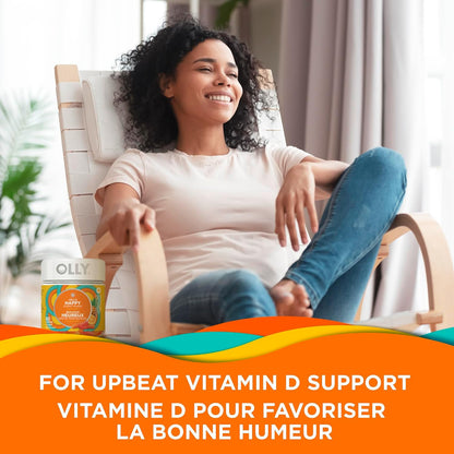 OLLY Hello Happy Gummy Worm 补充维生素 热带风味 混合维生素 D 和藏红花 30 天供应量 60 粒软糖