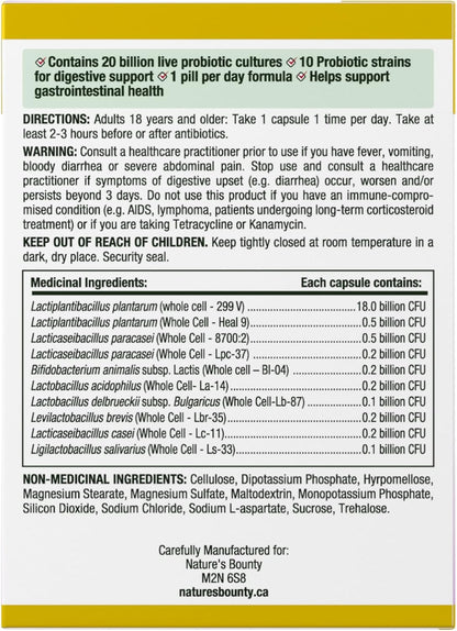 自然之宝益生菌，200亿活性菌，消化支持，胶囊，30克