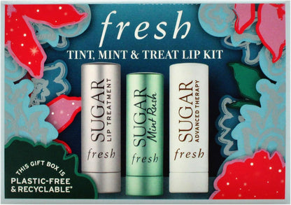 清新潤色、薄荷和潤唇膏套裝 0.07 盎司糖潤唇膏 - 玫瑰、清新潤唇膏 - 薄荷香、高級護理潤唇膏女士 - 3 件