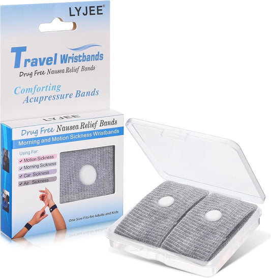 LYJEE Motion Sickness Relief Wristbands for Adult, Morning Sickness Bands for Pregnancy, Acupressure Wristband for Car Sea Sickness Relief