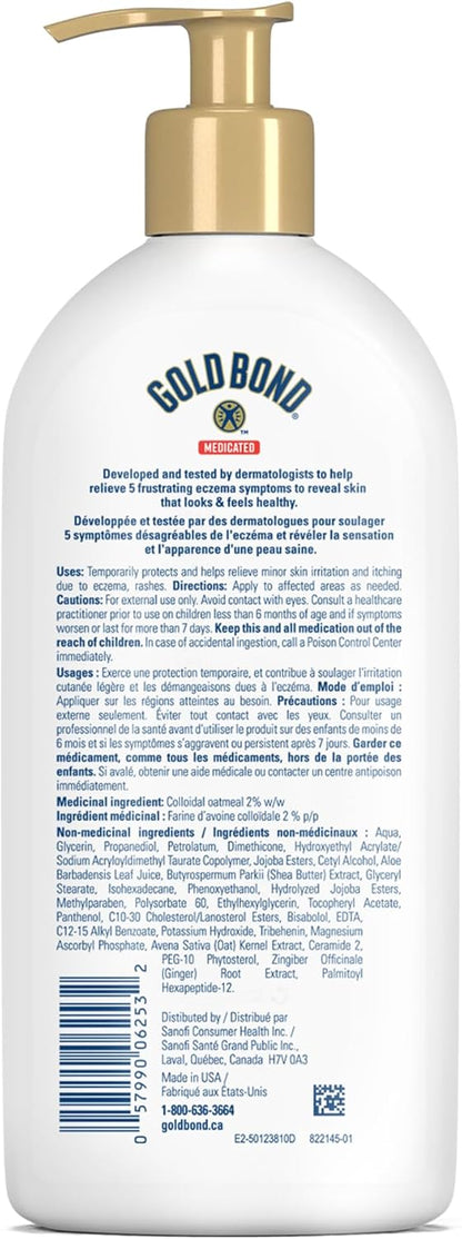 Gold Bond 药用湿疹缓解乳液，396 毫升泵瓶装，保湿润肤露，含 2% 胶体燕麦，可对抗皮疹并帮助缓解轻微皮肤刺激和瘙痒