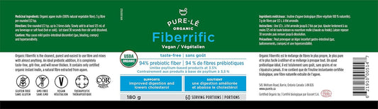 Pure-lē Fiberrific | USDA Approved | Organic Agave Inulin Prebiotic Fiber Supplement Powder | Supports Digestion, Gut & Intestinal Health, Regularity, Helps Reduce Bloating & Cholesterol | 60 Servings