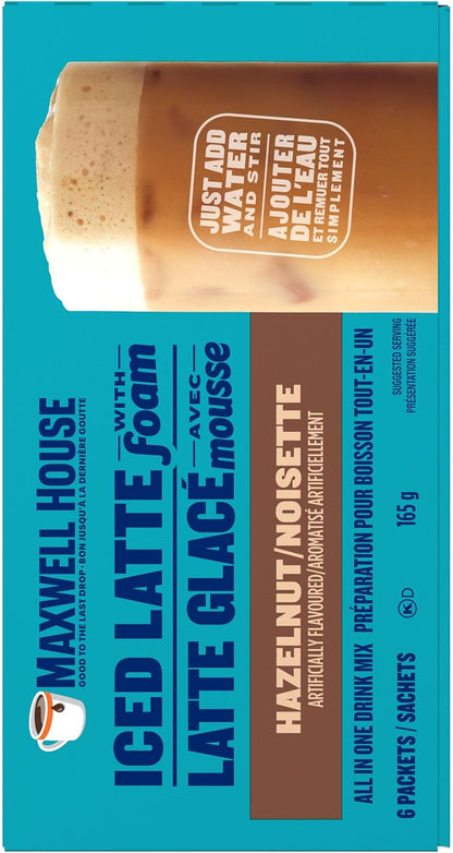 麦斯威尔 165 克冰榛子拿铁加泡沫速溶咖啡饮料粉，6 支装