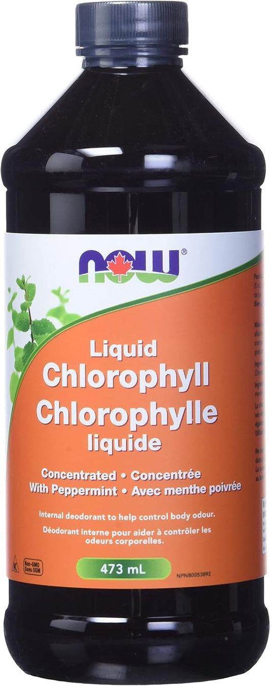 NOW Supplements, Liquid Chlorophyll, Super Concentrated, Internal Deodorizer, Mint Flavour, 473mL