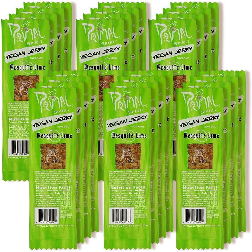 Primal Spirit Vegan Jerky - Classic Flavor - Teriyaki, Plant Based Protein, Certified Non-GMO, No Preservatives (12 Pack, 1 oz)