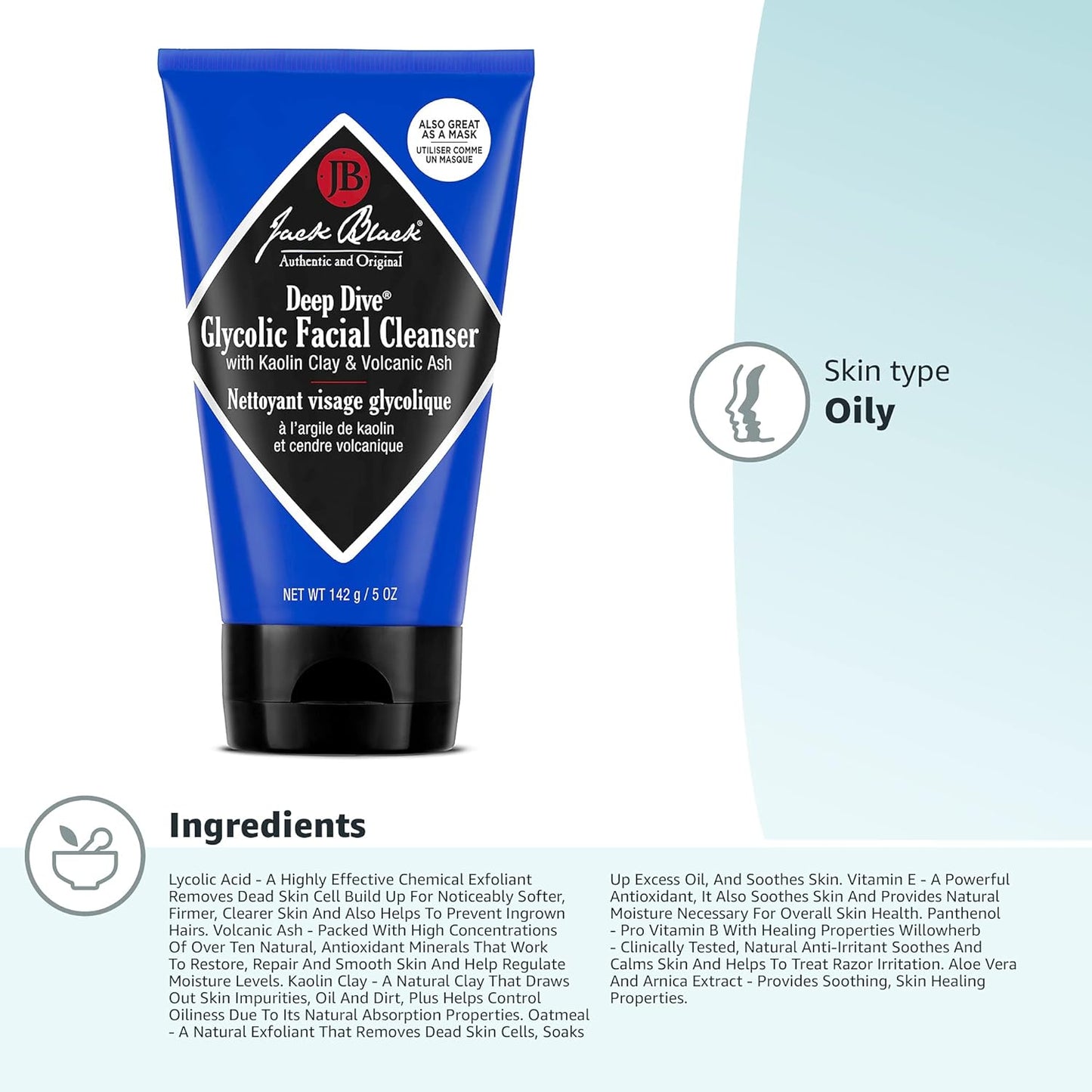 Jack Black Deep Dive Glycolic Facial Cleanser 147 milliliters 0.4 pounds