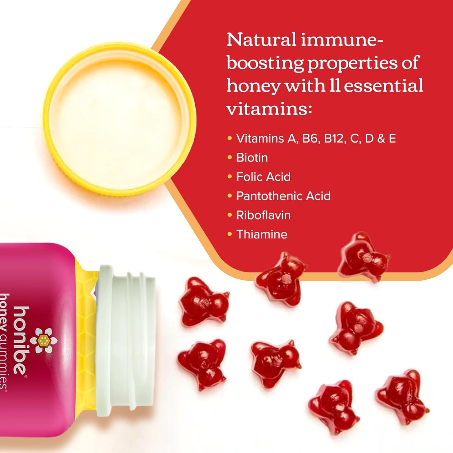 Honibe 成人複合維生素軟糖 | 加拿大製造的蜂蜜基維生素 | 男女適用咀嚼軟糖複合維生素 | 每日必需維生素和礦物質 | 素食維生素軟糖 | 70 粒軟糖 |