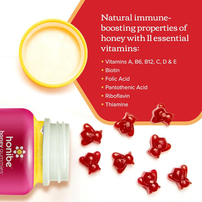 Honibe 成人複合維生素軟糖 | 加拿大製造的蜂蜜基維生素 | 男女適用咀嚼軟糖複合維生素 | 每日必需維生素和礦物質 | 素食維生素軟糖 | 70 粒軟糖 |