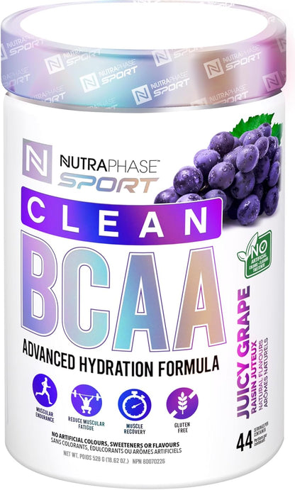 Nutraphase Clean BCAA，純素食，無麩質，葡萄口味，44 份，528 克