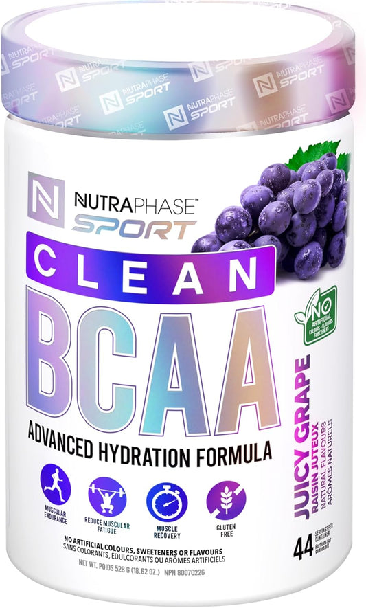 Nutraphase Clean BCAA，純素食，無麩質，葡萄口味，44 份，528 克