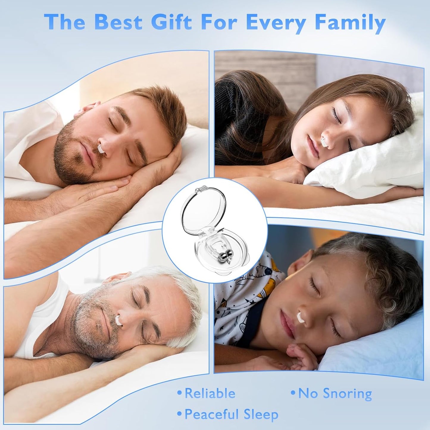 防打鼾装置，硅胶磁性防打鼾鼻夹，可调节磁铁的打鼾鼻夹