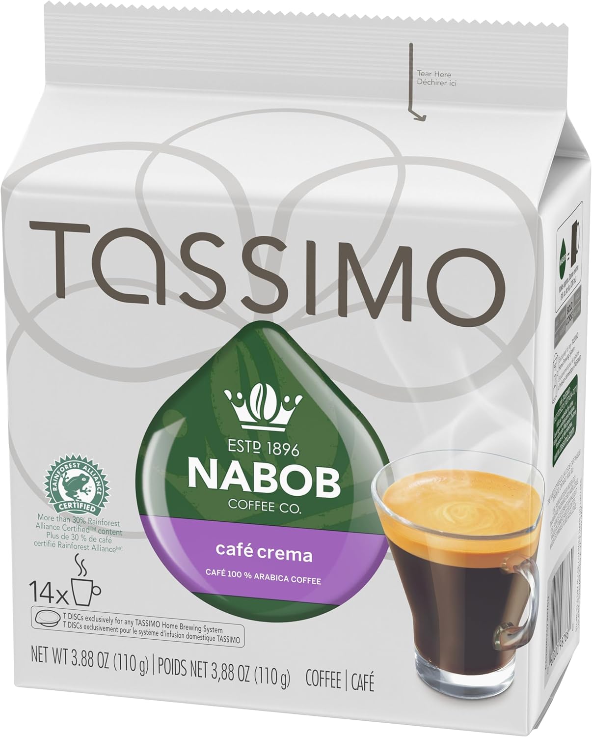 Tassimo Nabob Café Crema 咖啡单份 T 盘，110 克