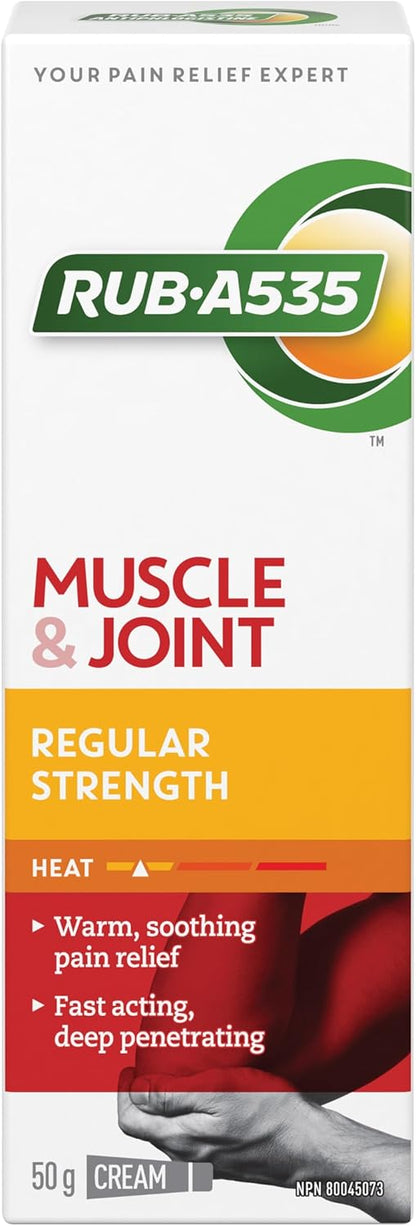 RUB·A535 Muscle & Joint Pain Relieving Heat Cream, Regular Strength, 50-g