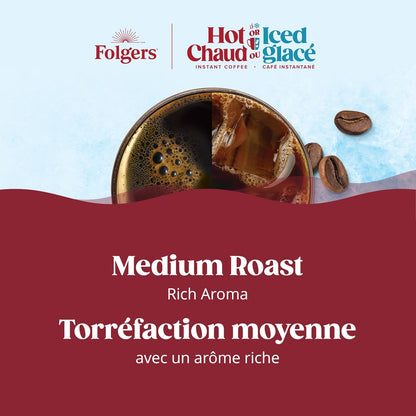 Folgers 速溶咖啡包，适用于热饮或冷饮混合饮料，速溶经典中度烘焙咖啡，7 包（12 包）