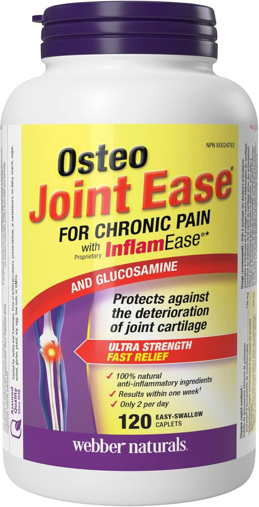 Webber Naturals Osteo Joint Ease with InflamEase and Glucosamine + Webber Naturals Turmeric Curcumin 3,050 mg Raw Herb