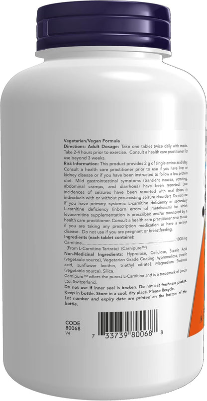 NOW α-硫辛酸，600毫克，60粒素食膠囊和左旋肉鹼，雙倍強度1000毫克，100片