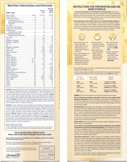 Enfamil A+ NeuroPro 婴儿配方奶粉，补充装纸盒，含促进大脑发育的 DHA 和 2'FL，用于免疫支持，0-12 个月，2 x 445 克（890 克）