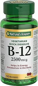 Nature's Bounty 維生素 B12 補充劑，支持能量代謝，2500 微克，50 片微片