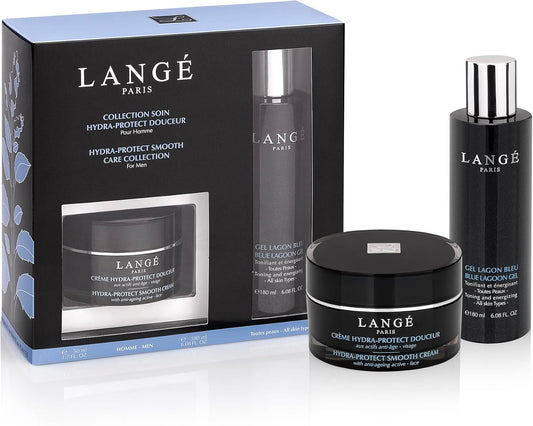 Lange Hydra-Protect Collection 1.7oz Hydra-Protect Smooth Cream, 6.08oz Blue Lagoon Gel Men 2 Pc