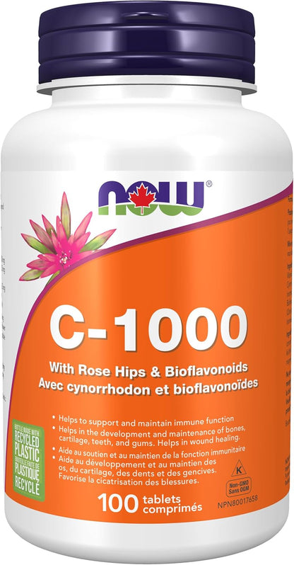 NOW Supplements，维生素 C-1,000，含玫瑰果和生物类黄酮，抗氧化保护，100 片