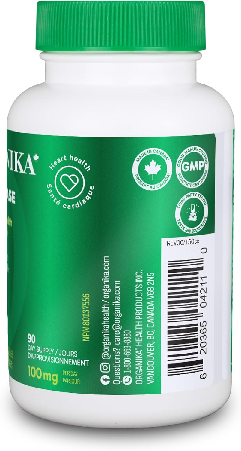 Organika Nattokinase 2000 FU Cardiovascular Support – High-Potency, Heart & Blood Circulation Supplement– One Capsule per Day, Non-GMO, Vegan, Gluten-Free – 90vcaps