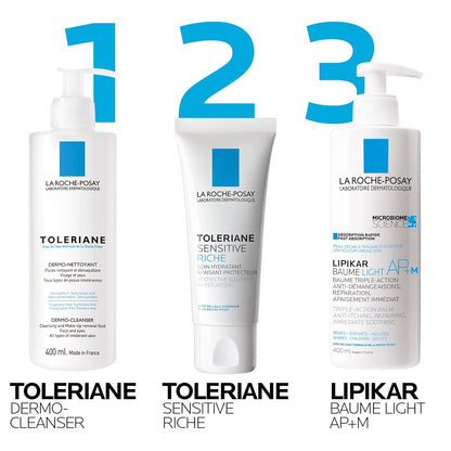 La Roche Posay Face Cream & Body Lotion BUNDLE, Toleriane Sensitive Cream & Lipikar Baume LIGHT AP+M, Hydration for Face & Body, Suitable for Sensitive, Dry to Very Dry Skin, Fragrance-Free