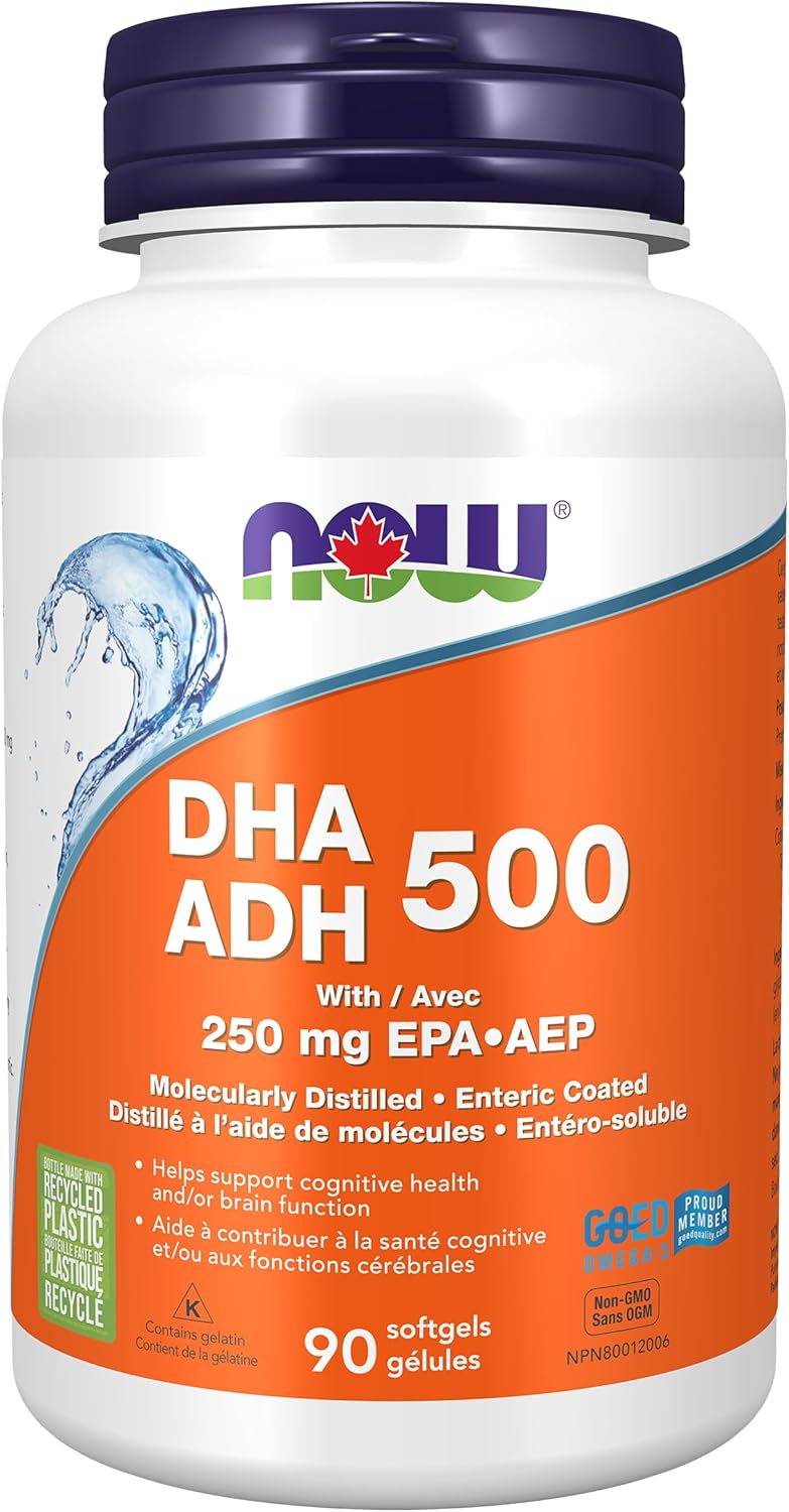 NOW Supplements DHA-500 1000mg Softgels, 90 Count