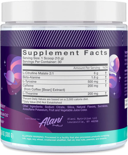 Alani Pre-Workout Galaxy Lemonade 30 Servings & Pre Workout Supplement Powder for Energy, Endurance & Pump | Sugar Free | 200mg Caffeine