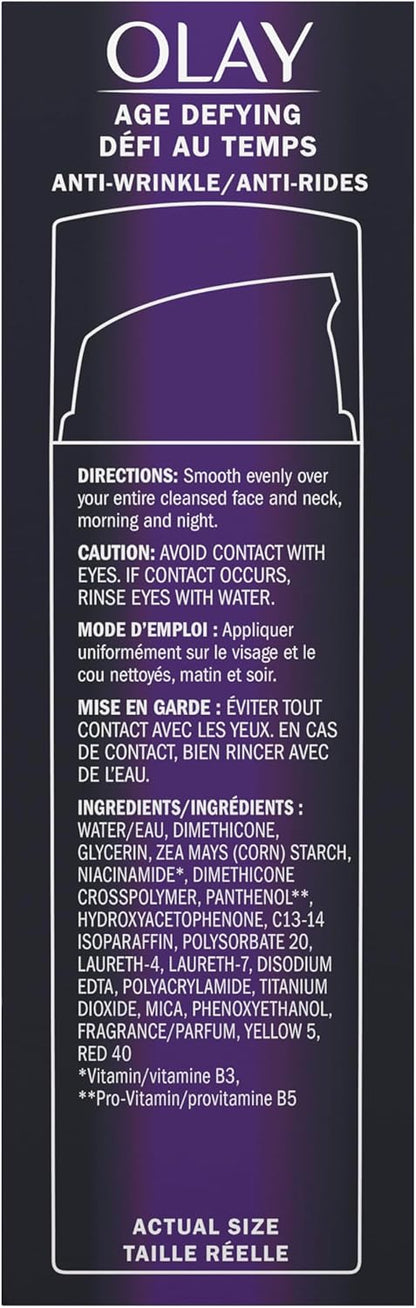 Olay Age Defying Day Face Cream, Anti-Wrinkle 2-in-1 with Face Serum with Vitamin B3, Niacinamide, 50 ml