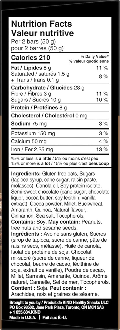 KIND Breakfast Bars, Dark Chocolate Cocoa, Gluten Free, 1.8 Ounce, 20 Count