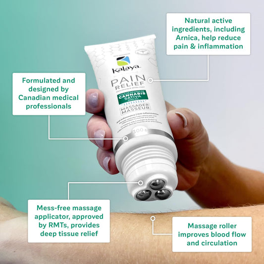 KaLaya 强效止痛霜，含 CSSO 和滚轮按摩球，适用于背部、颈部、肌肉、肩部、手部和膝盖，含有天然活性成分、止痛和抗炎成分（100 克）