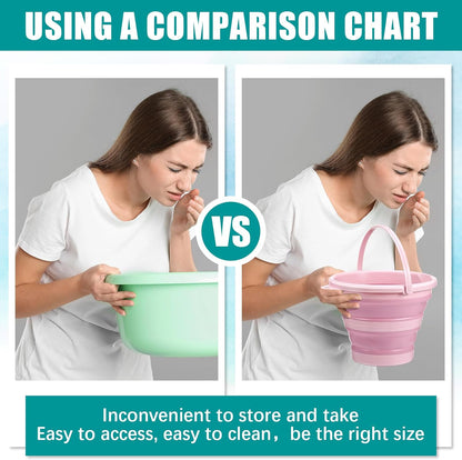 Anglechic 2 件可重复使用呕吐桶，含 20 片吸水垫，3 升呕吐桶，可折叠呕吐桶，用于缓解孕吐、孕吐、汽车、飞机旅行晕车等症状