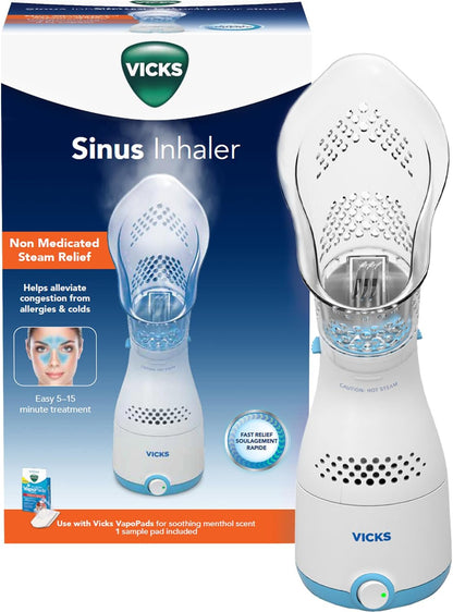 Vicks VIH200CV1 Corded Personal Sinus Steam Inhaler, Non-Medicated Steam Relief for Cough and Nasal Congestion from Colds, Seasonal Allergies and Sinusitis
