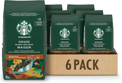 星巴克 House Blend 中度烘焙研磨咖啡，340 克袋装（6 包）