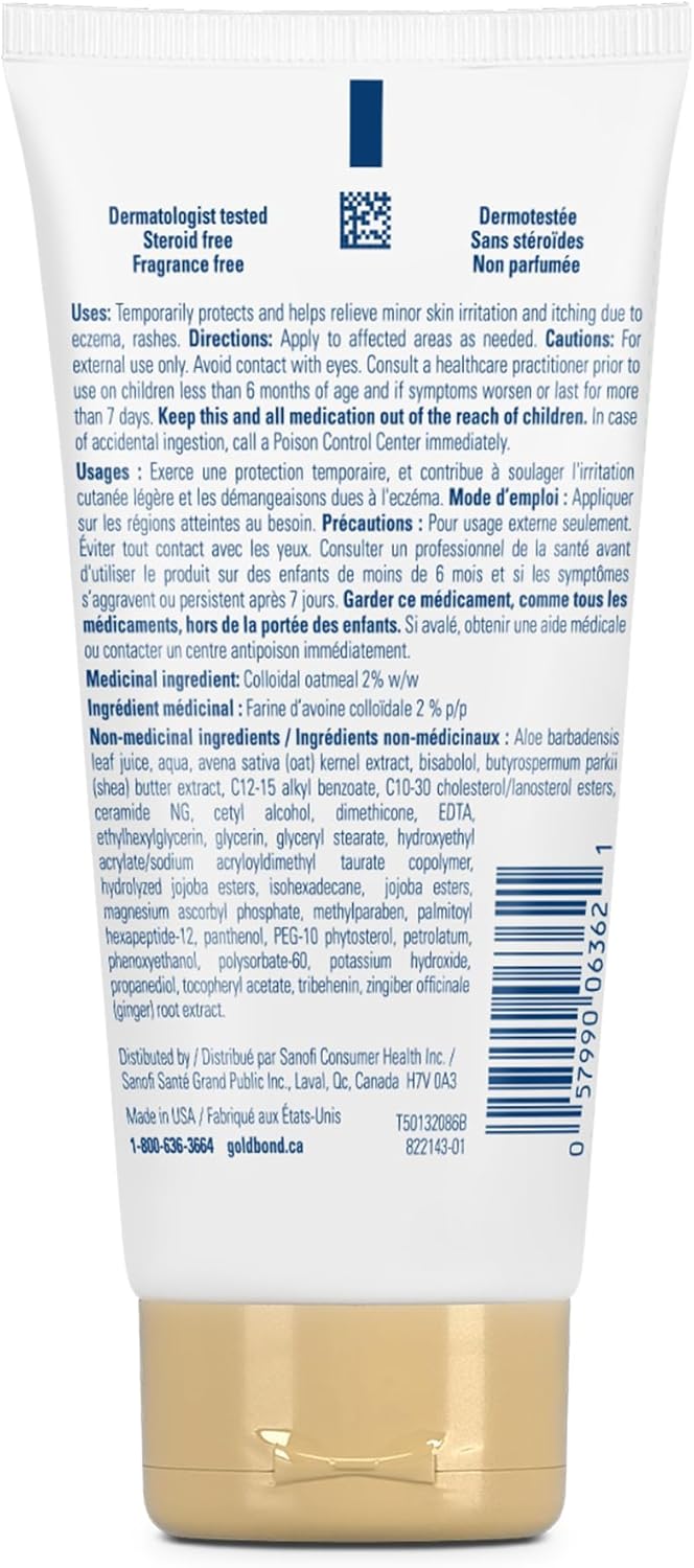 Gold Bond Medicated Eczema Relief Hand Cream, 85ml Tube, Steroid Free Moisturizing Hand Cream With 2% Colloidal Oatmeal to Relieve Rashes, Itching and Irritation Associated With Eczema